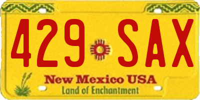 NM license plate 429SAX