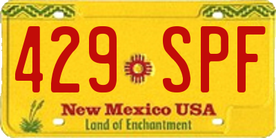 NM license plate 429SPF