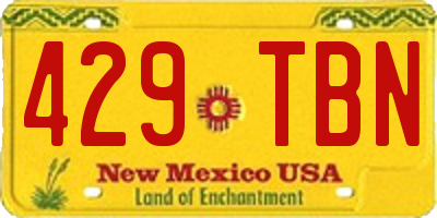 NM license plate 429TBN