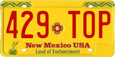 NM license plate 429TOP