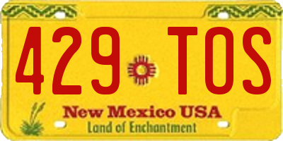 NM license plate 429TOS