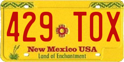 NM license plate 429TOX