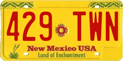 NM license plate 429TWN