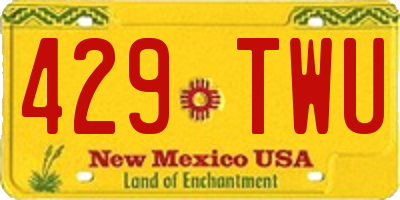 NM license plate 429TWU
