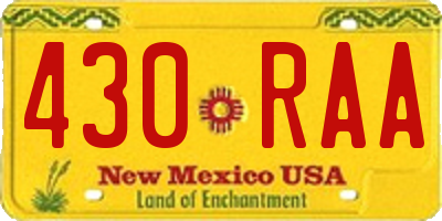 NM license plate 430RAA