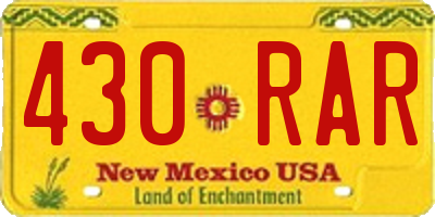 NM license plate 430RAR