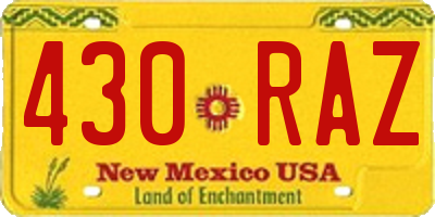 NM license plate 430RAZ