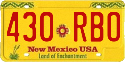 NM license plate 430RBO