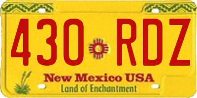 NM license plate 430RDZ