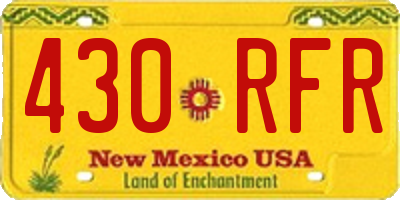 NM license plate 430RFR