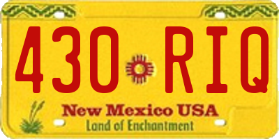 NM license plate 430RIQ
