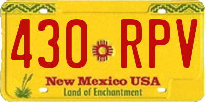 NM license plate 430RPV