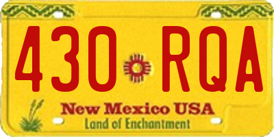 NM license plate 430RQA