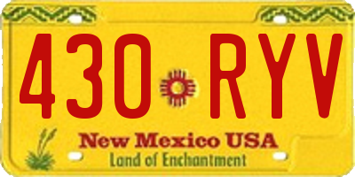 NM license plate 430RYV