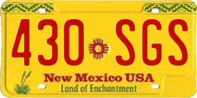 NM license plate 430SGS