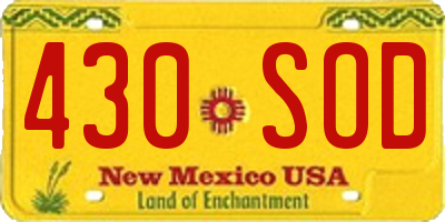 NM license plate 430SOD