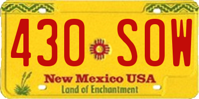 NM license plate 430SOW