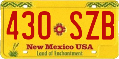 NM license plate 430SZB