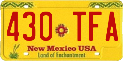 NM license plate 430TFA