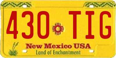 NM license plate 430TIG