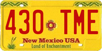 NM license plate 430TME