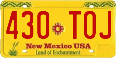 NM license plate 430TOJ