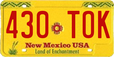 NM license plate 430TOK