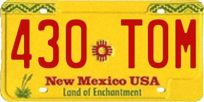 NM license plate 430TOM