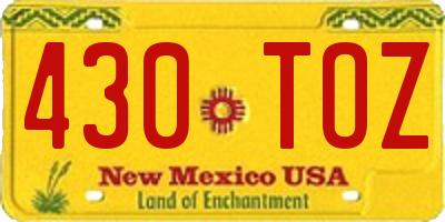 NM license plate 430TOZ