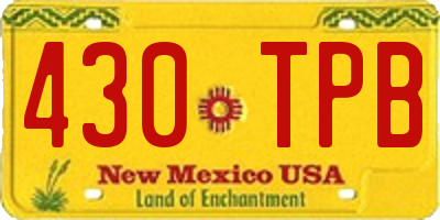 NM license plate 430TPB