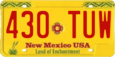 NM license plate 430TUW
