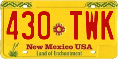NM license plate 430TWK