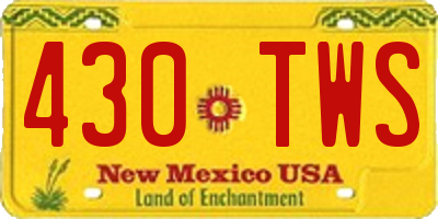 NM license plate 430TWS