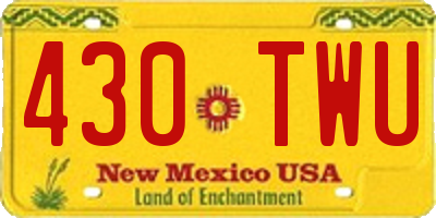NM license plate 430TWU
