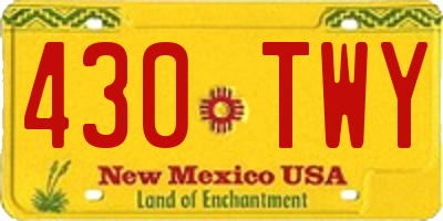 NM license plate 430TWY