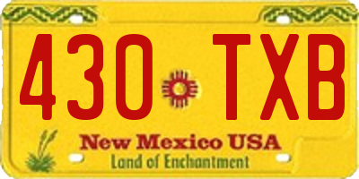 NM license plate 430TXB