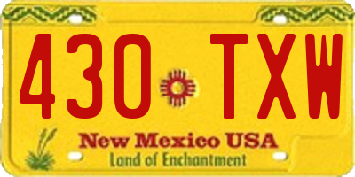NM license plate 430TXW