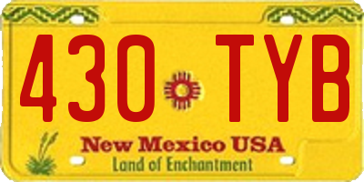 NM license plate 430TYB