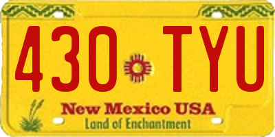 NM license plate 430TYU