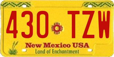 NM license plate 430TZW