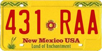 NM license plate 431RAA