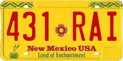 NM license plate 431RAI