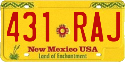 NM license plate 431RAJ