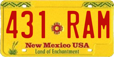 NM license plate 431RAM