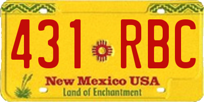 NM license plate 431RBC