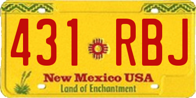 NM license plate 431RBJ