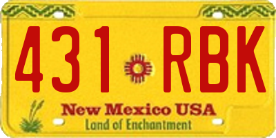 NM license plate 431RBK