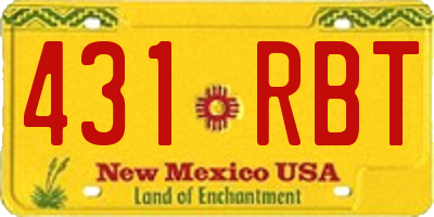 NM license plate 431RBT