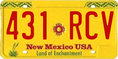NM license plate 431RCV