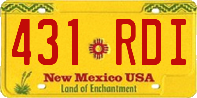NM license plate 431RDI